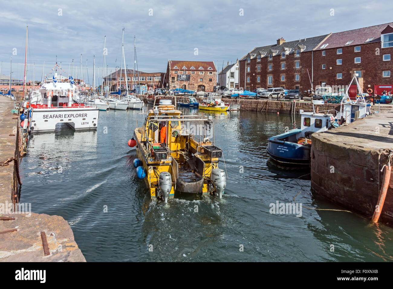 The harbour in North Berwick East Lothian Scotland with fishing boat