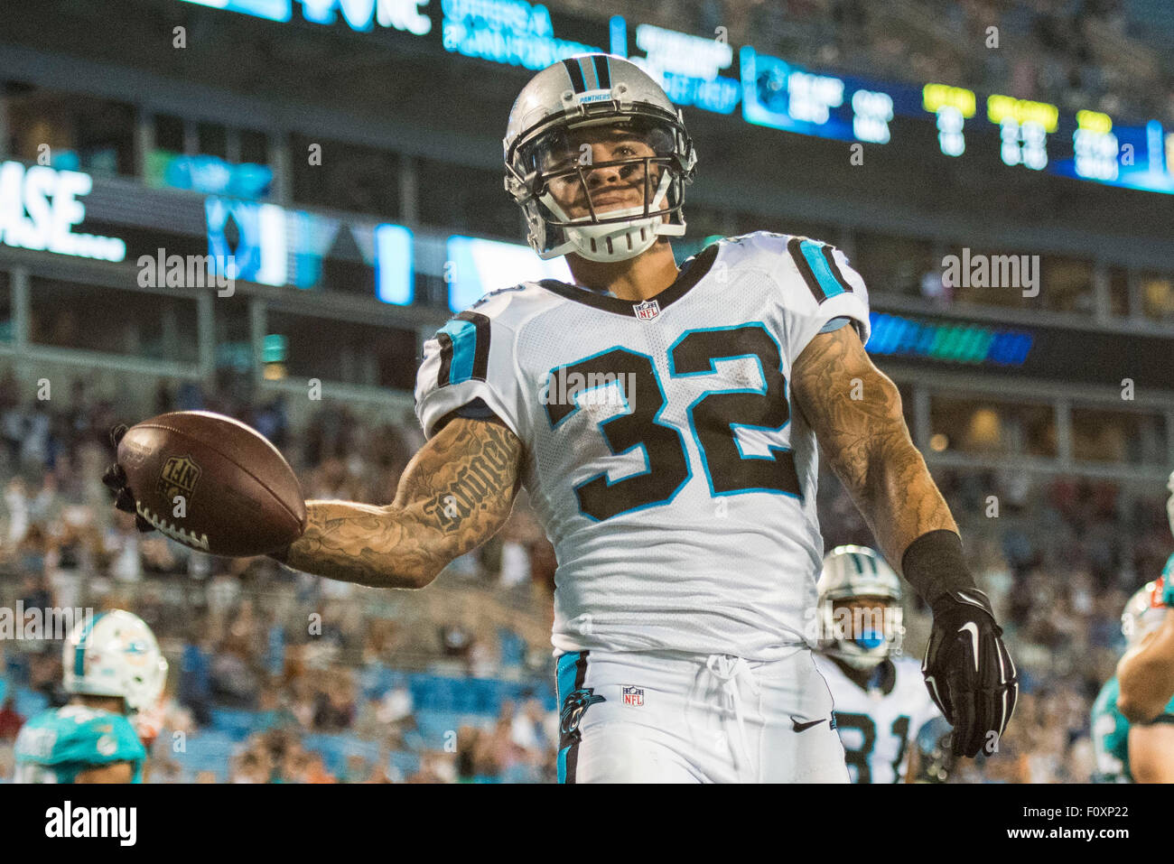 Charlotte, NC, USA. 22nd Aug, 2015. #32 Carolina RB Brandon Wegher ...