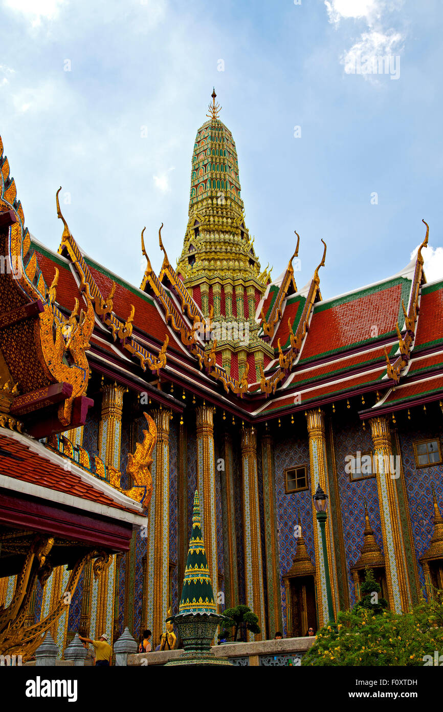 asia bangkok in temple thailand abstract cross colors roof wat sky and ...