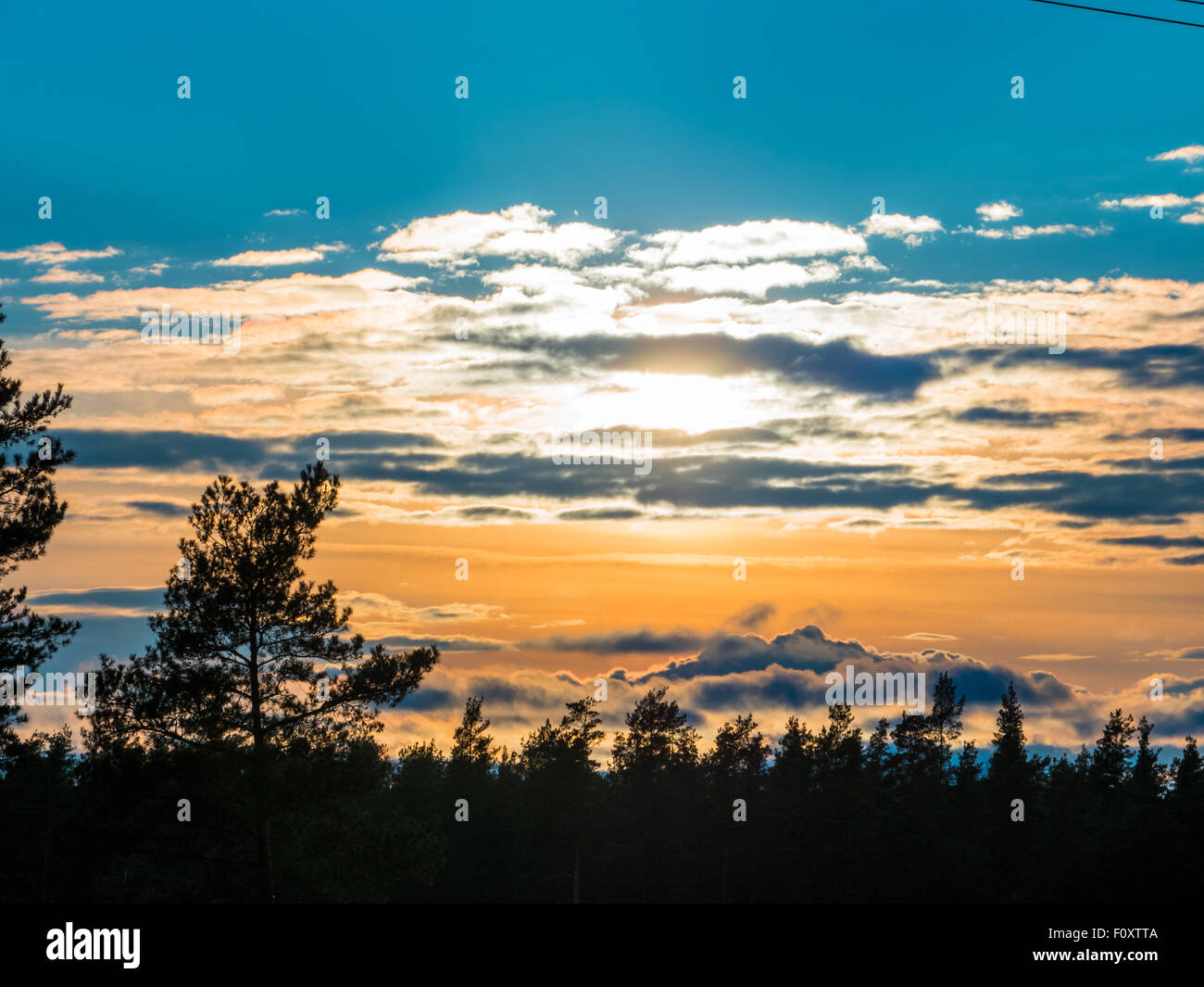 Beautiful autumn forest and clouds at sunset Stock Photo - Alamy