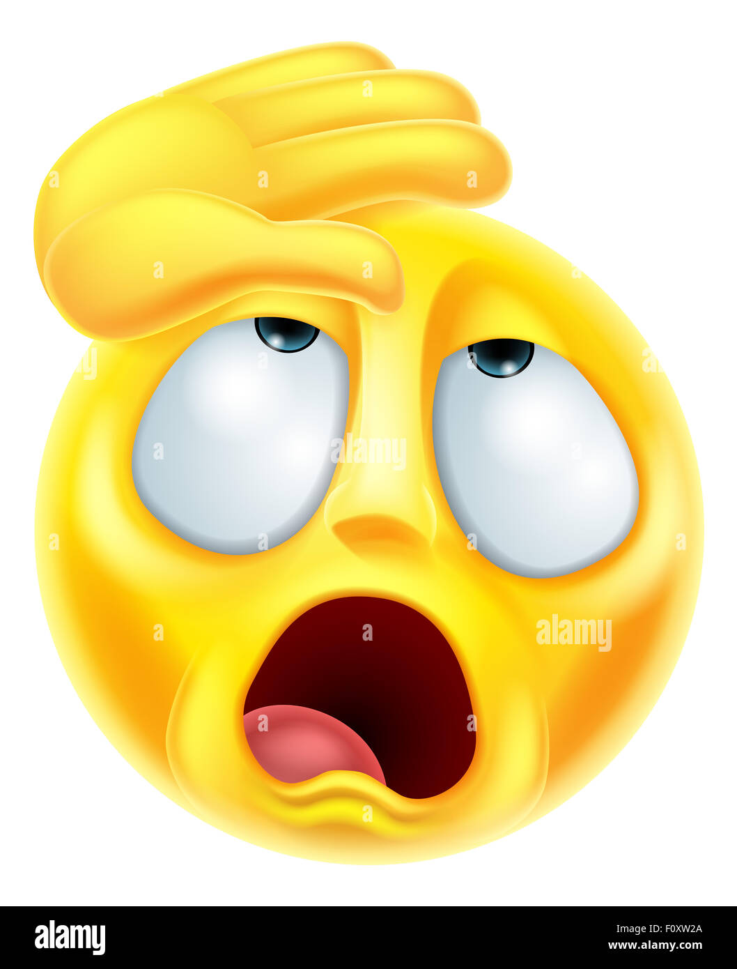 A cartoon fainting melodramatic emoji emoticon character Stock Photo