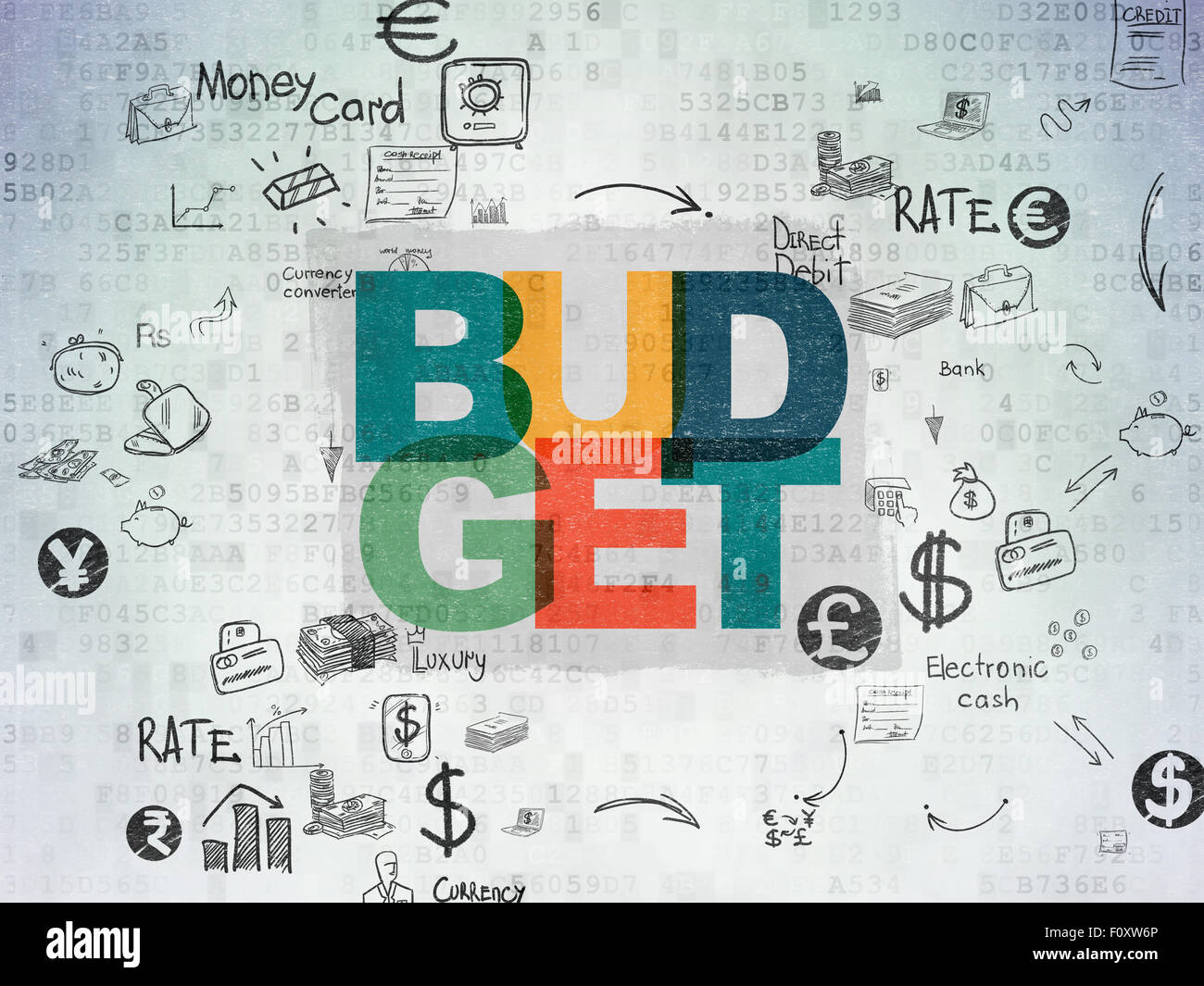 Currency concept: Budget on Digital Paper background Stock Photo - Alamy