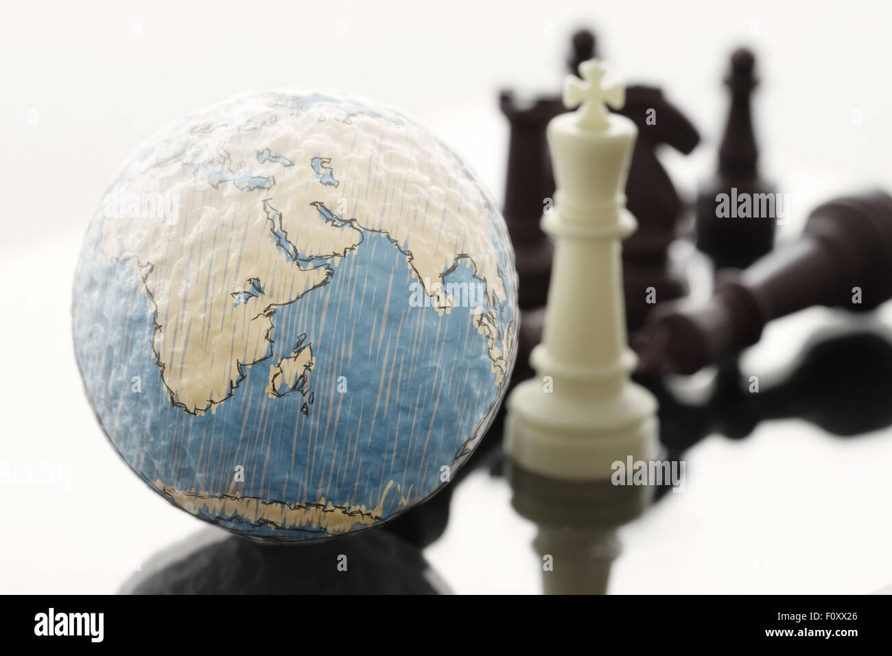 chess with texture globe as business compettion concept Stock Photo - Alamy