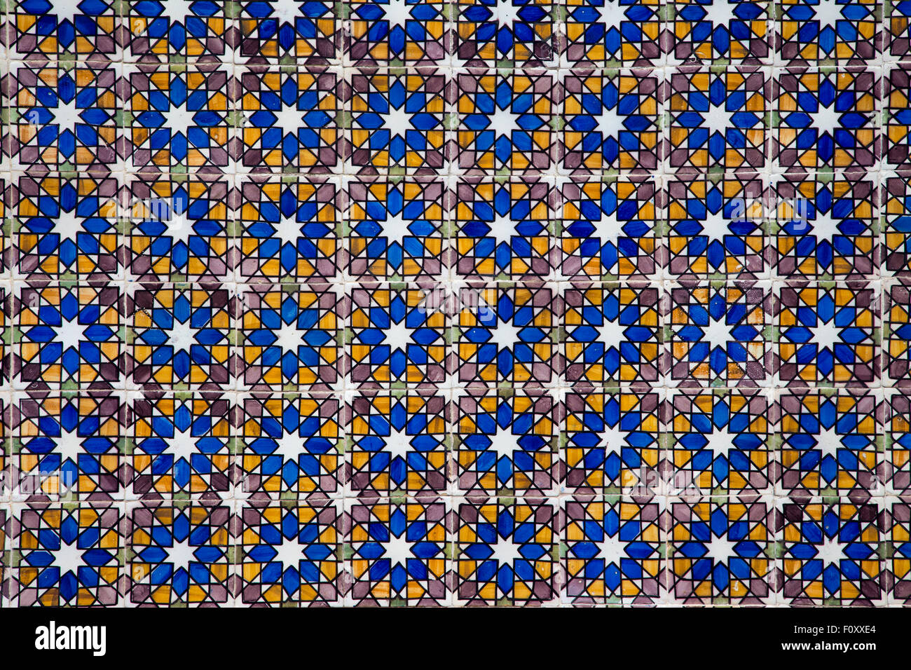 Painted Portuguese tiles on the Palacio Nacional de Pena, National Palace of Pena, Sintra, Portugal Stock Photo
