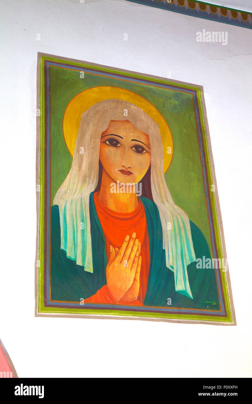 Paintings Produced By Political Detainees Of The Junta Period, St. Matrona-Kioura, Leros, Dodecanese, Greek Islands, Greece Stock Photo