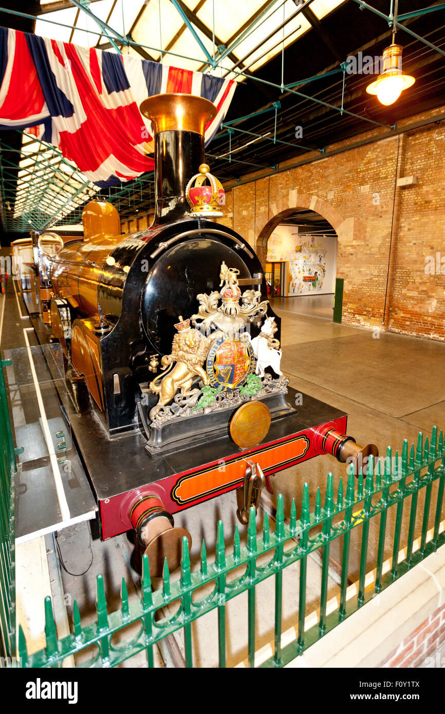 Ex-LBSCR 214 'Gladstone' (1884) in the Station Hall of the National Railway Museum, York, England, UK Stock Photo