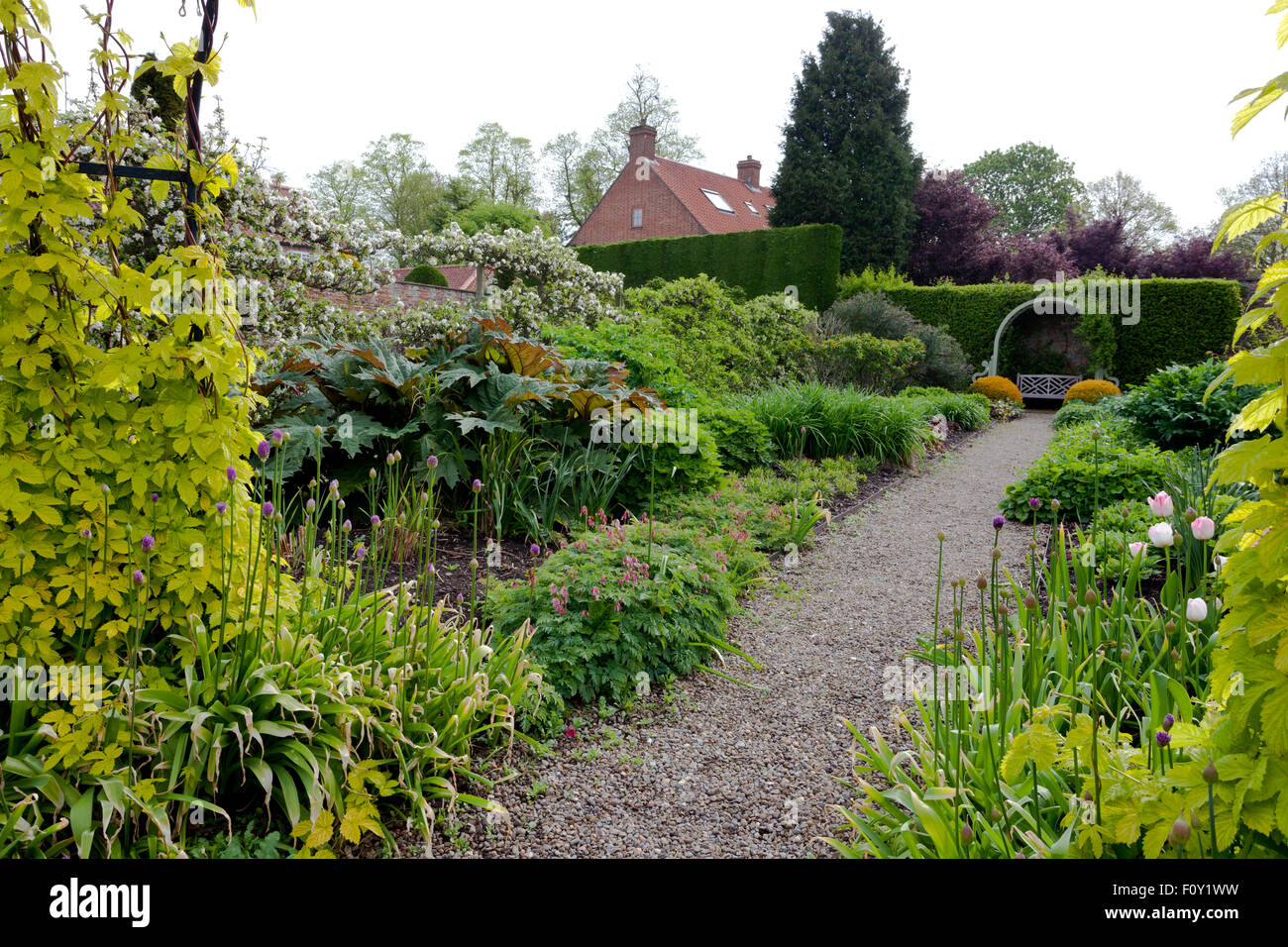 Spring in the walled garden at Middlethorpe Hall, York, North Yorkshire, England, UK Stock Photo