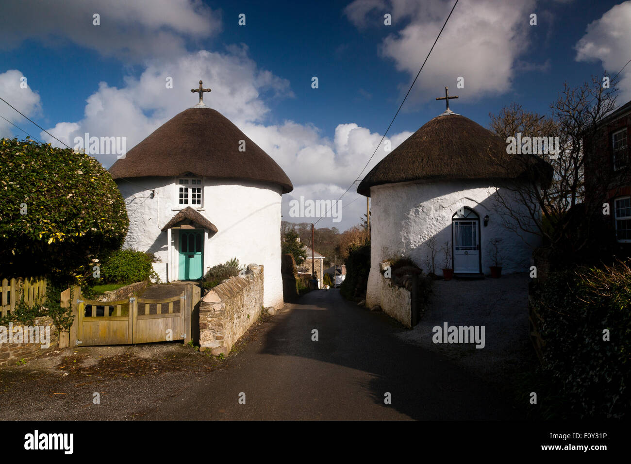 Round Houses,Veryan,Roseland Peninsula,Cornwall,South West,UK Stock
