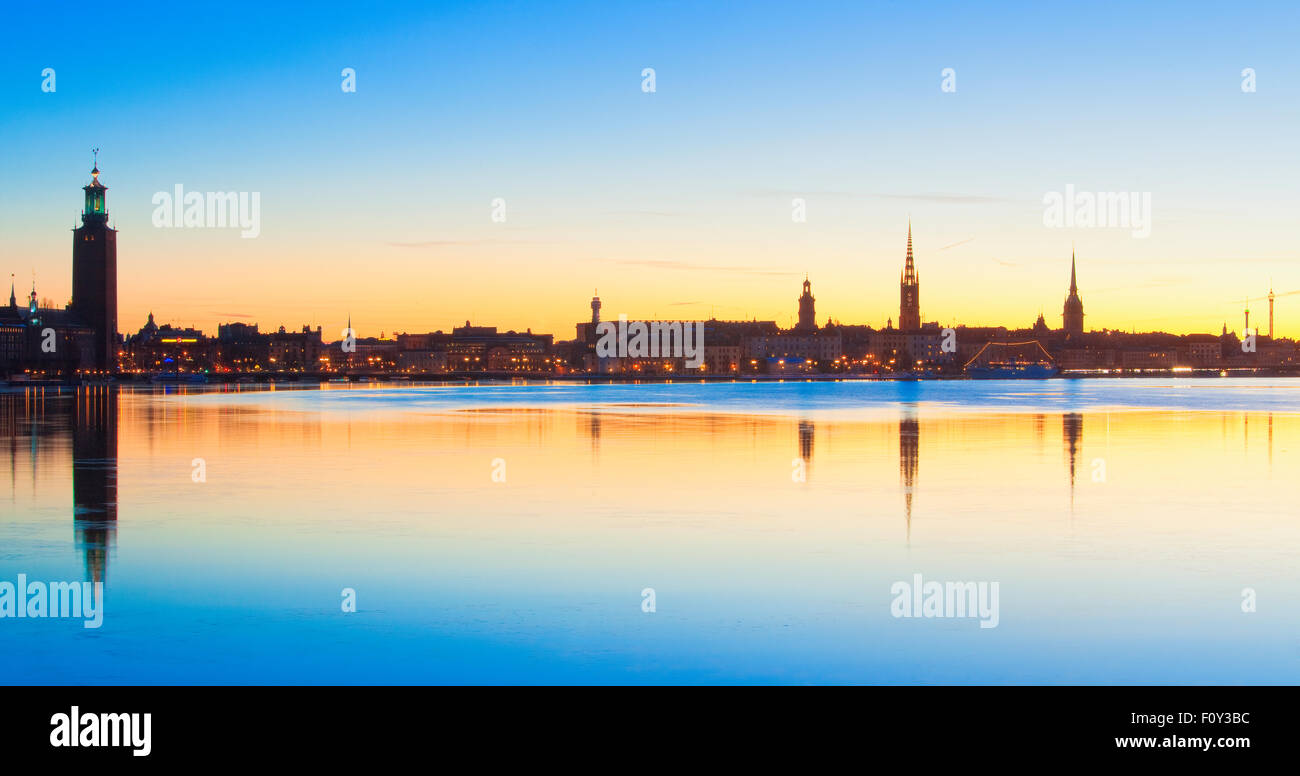 Sweden - Stockholm Skyline at Dawn Stock Photo