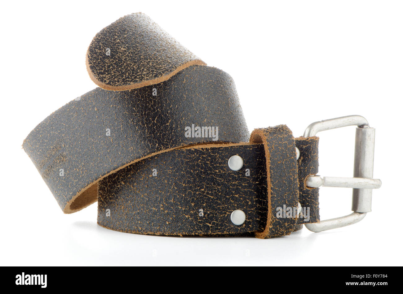 Leather belt isolated on white background Stock Photo - Alamy