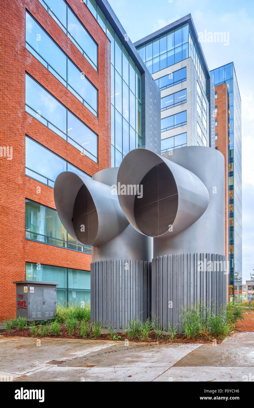 Modern contemporary city architecture. Exhaust ventilation pipes Stock Photo