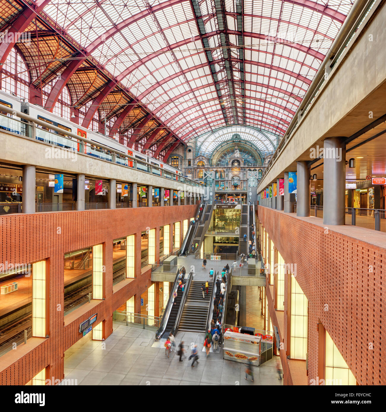 Interior of Antwerp central railway station, Belgium. Stock Photo
