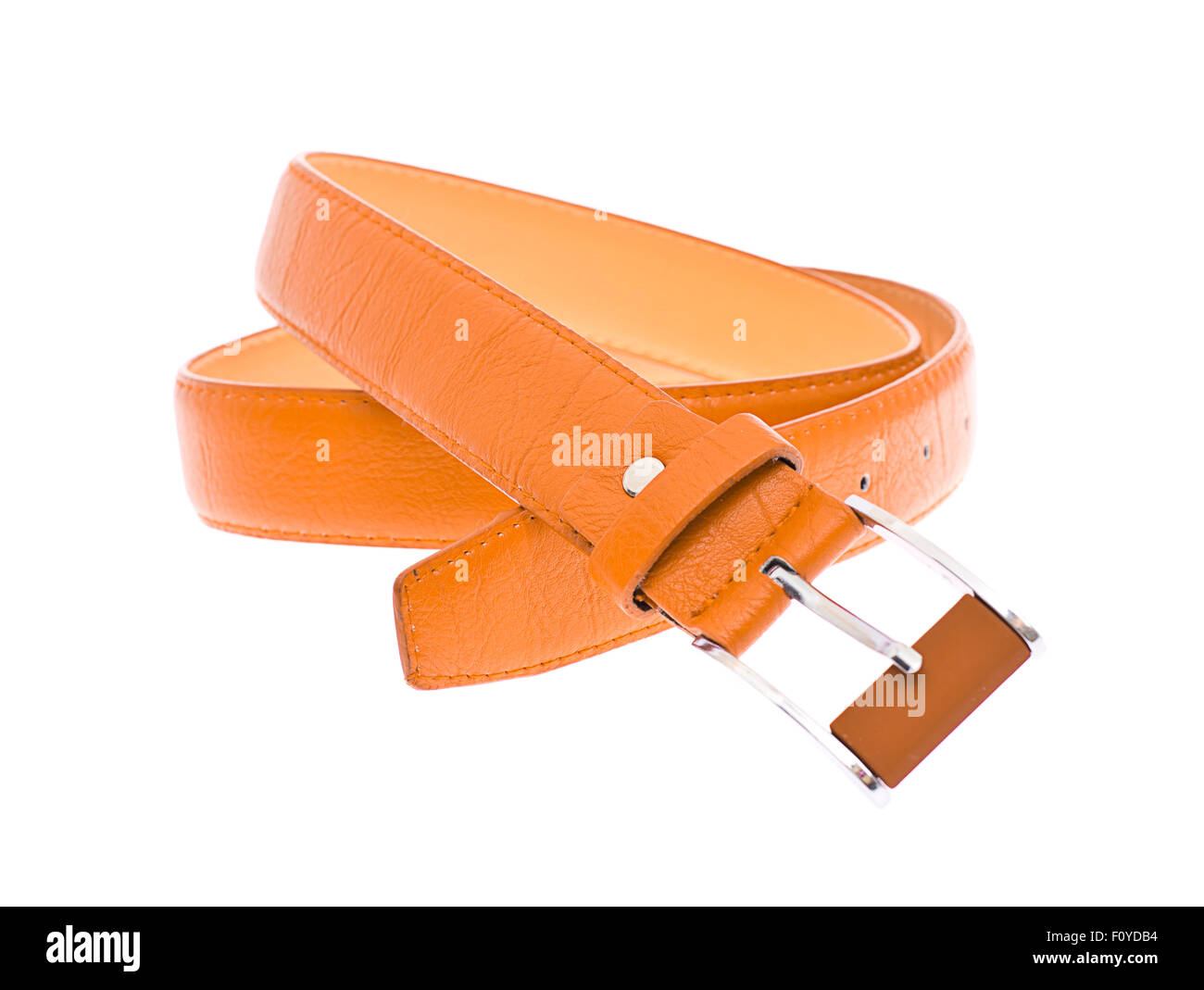 Leather Belt Isolated on White Background Stock Photo - Alamy