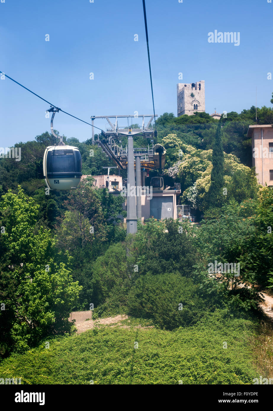 Battlement of Castello di Venere from the cableway of Erice. Italy. Stock Photo