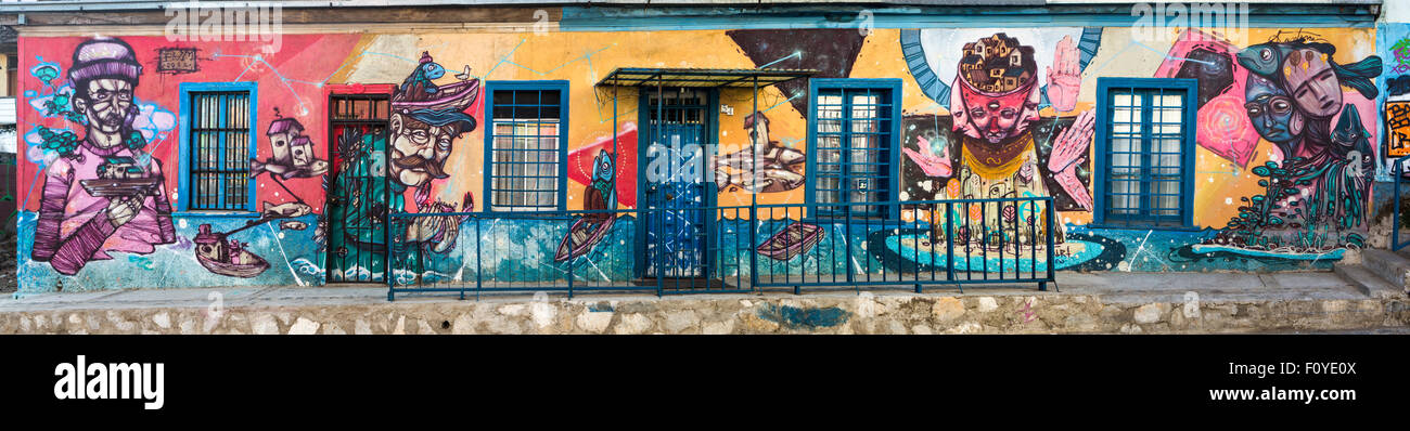 Street art, graffiti, in Valparaiso, Chile Stock Photo