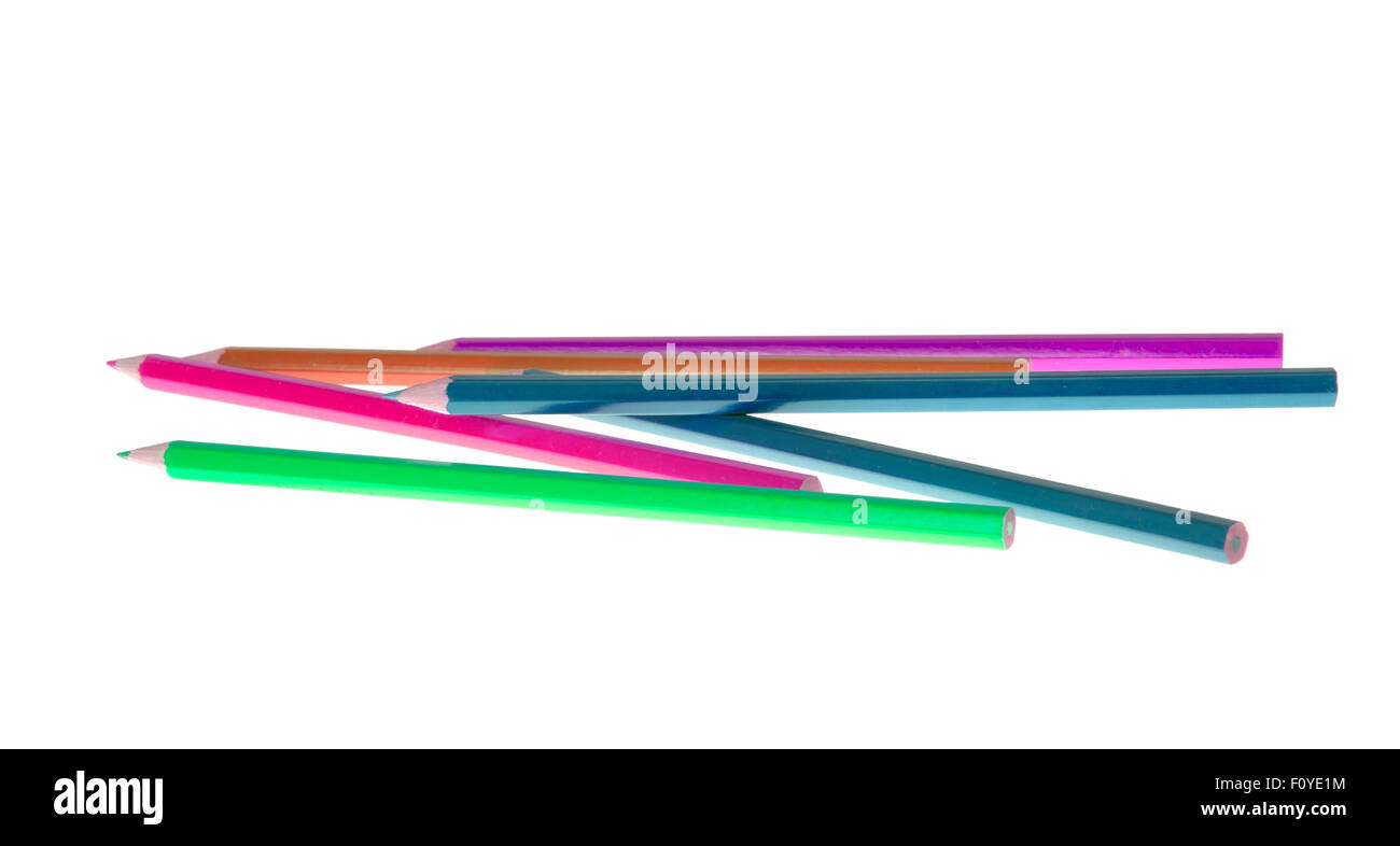 Set of Colored Pencil Isolated on White Background Stock Photo - Alamy