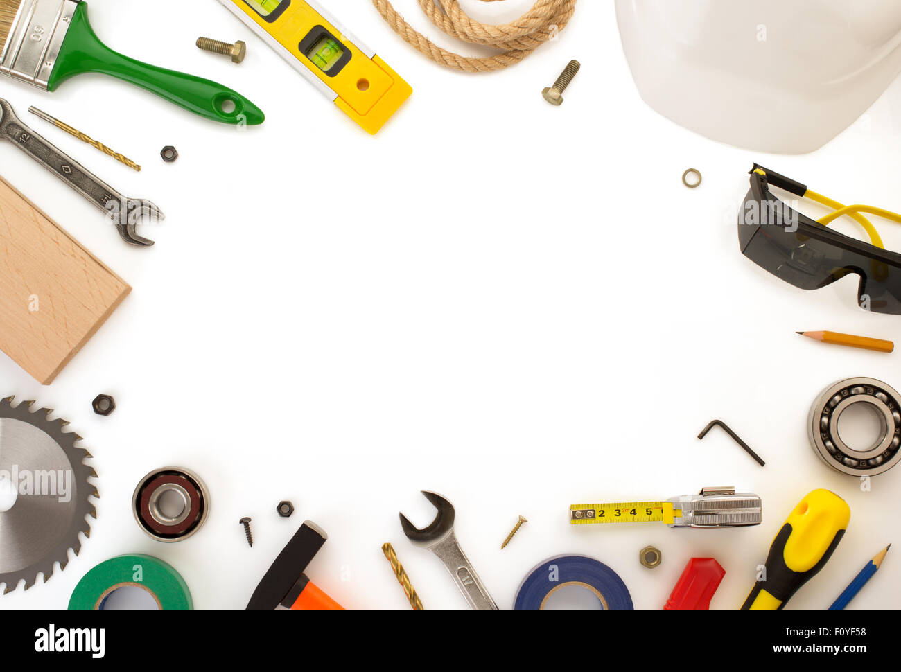 set of tools and instruments isolated on white background Stock Photo ...