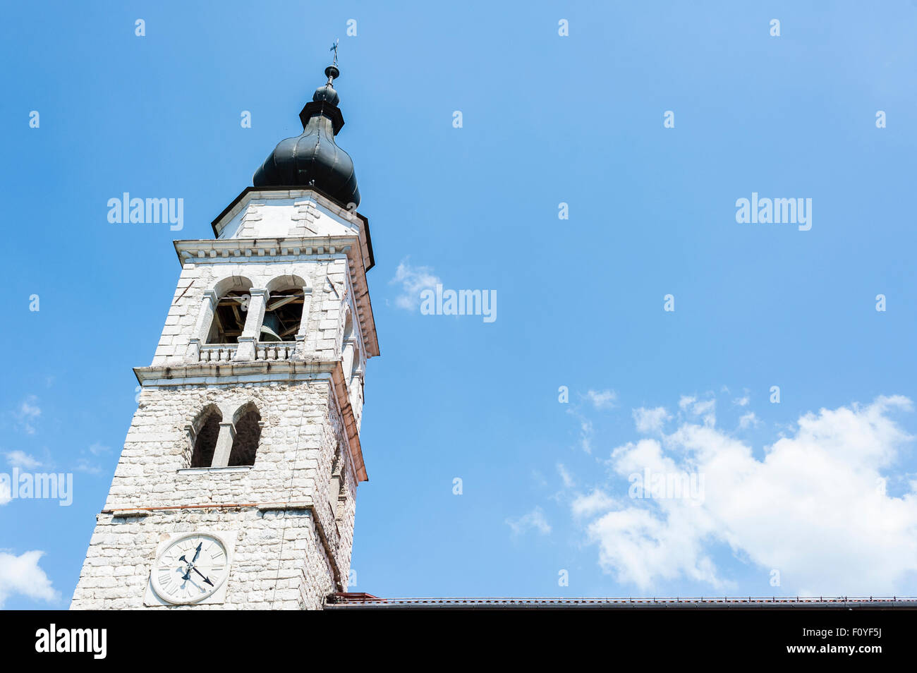 Bell tower of a church in northern Italy Stock Photo