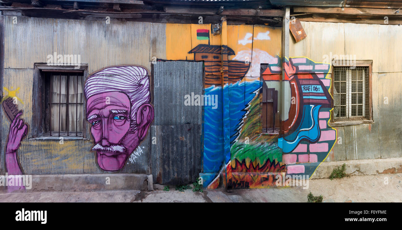 Street art, graffiti, in Valparaiso, Chile Stock Photo