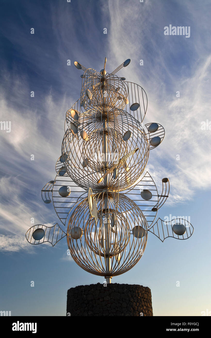 MANRIQUE Mobile wind sculpture on a road roundabout by Cesar Manrique  Tahiche Lanzarote Canary Islands Spain Stock Photo - Alamy