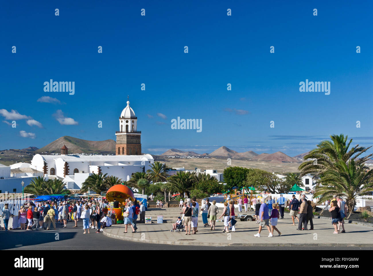 LANZAROTE MARKET TEGUISE OLD TOWN Tourists visiting popular Sunday