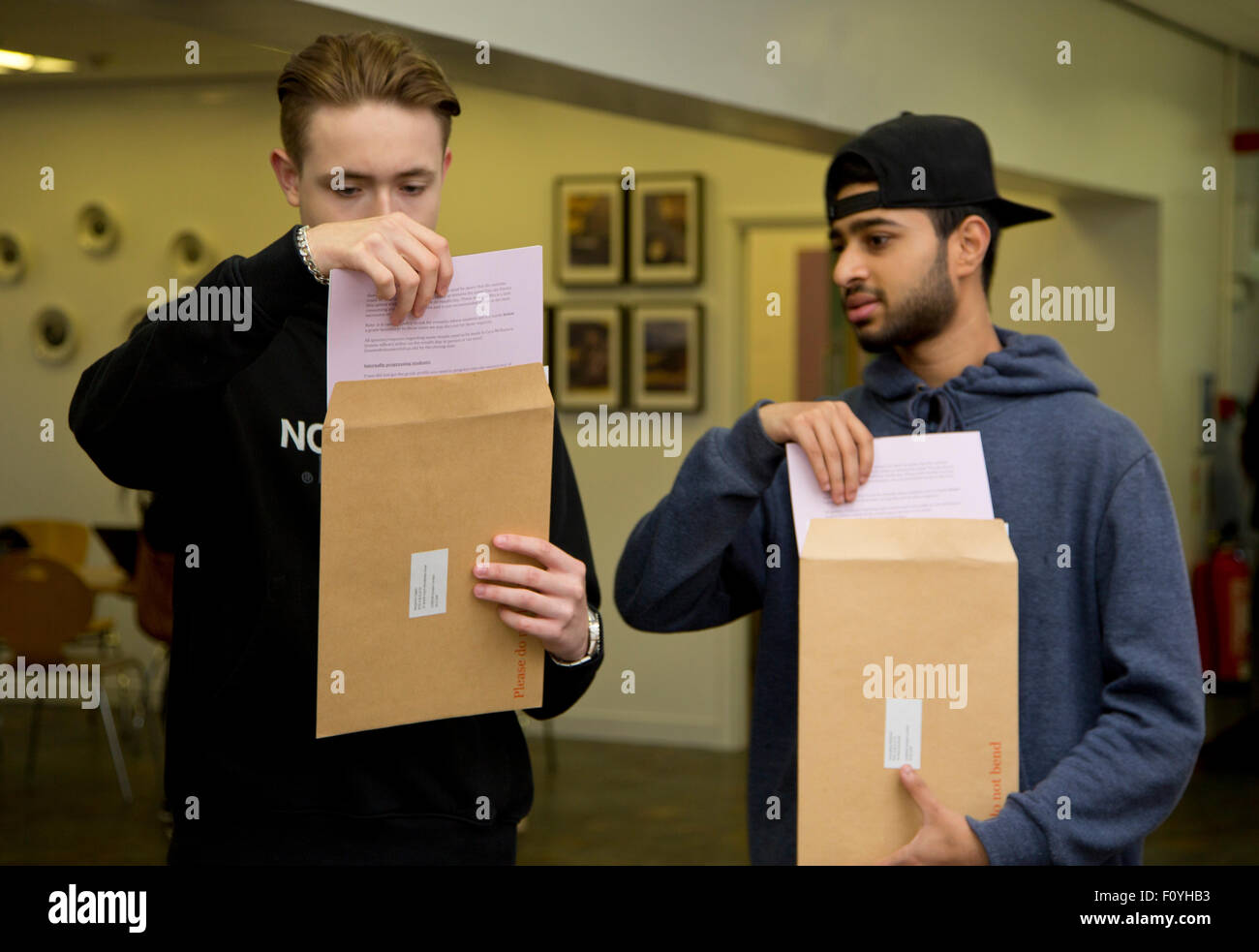 Students at Shoots Hill Campus Collecting their A Level & AS results, Woolwich London UK Stock Photo