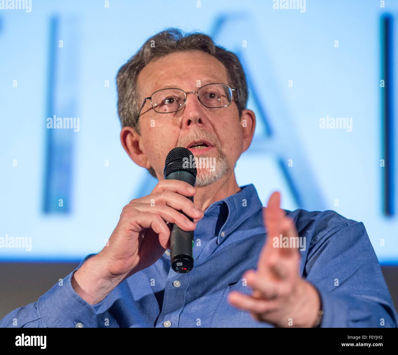 Jim Green, Director of the Planetary Science Division, participates in a question and answer session about Mars and the soon to be released movie "The Martian" staring Actor Matt Damon at the United Artist Theater August 19, 2015 in La Ca–ada Flintridge, California. Stock Photo