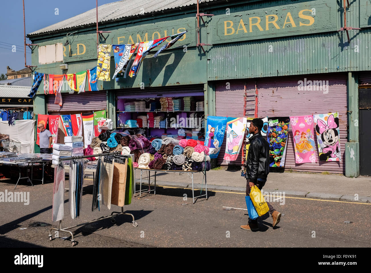 Open stall in the famous street market called The Barras, Glasgow