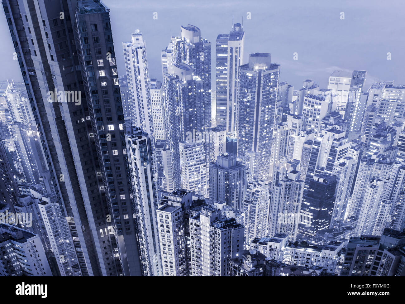 Futuristic megacity skyscrapers in a blue color tone Stock Photo - Alamy