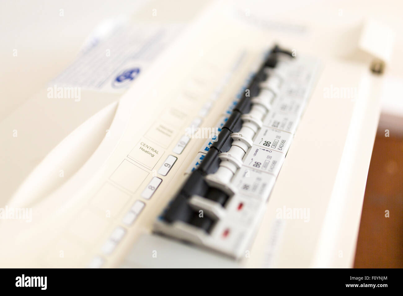 an electricity fuse box Stock Photo