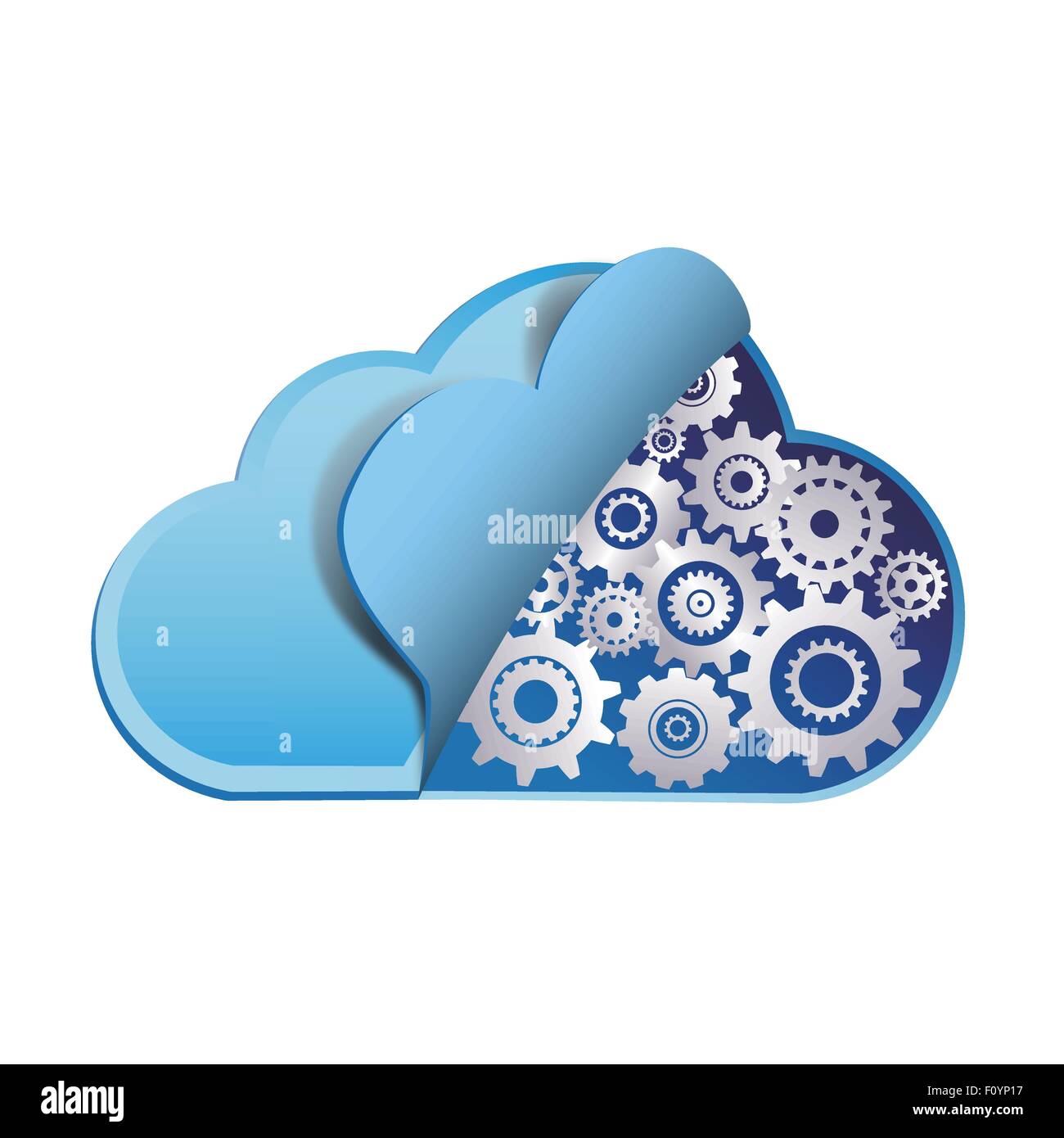 Cloud computing with metal gears Stock Vector