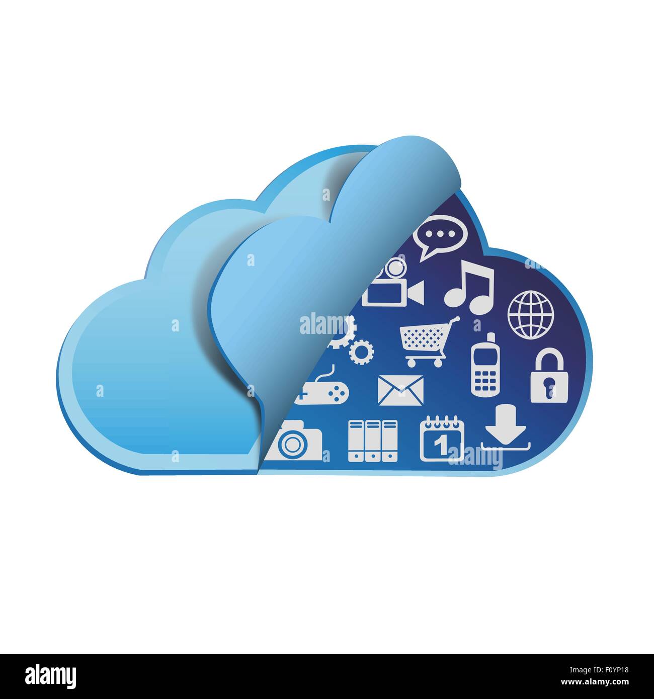 Cloud computing with apps Stock Vector