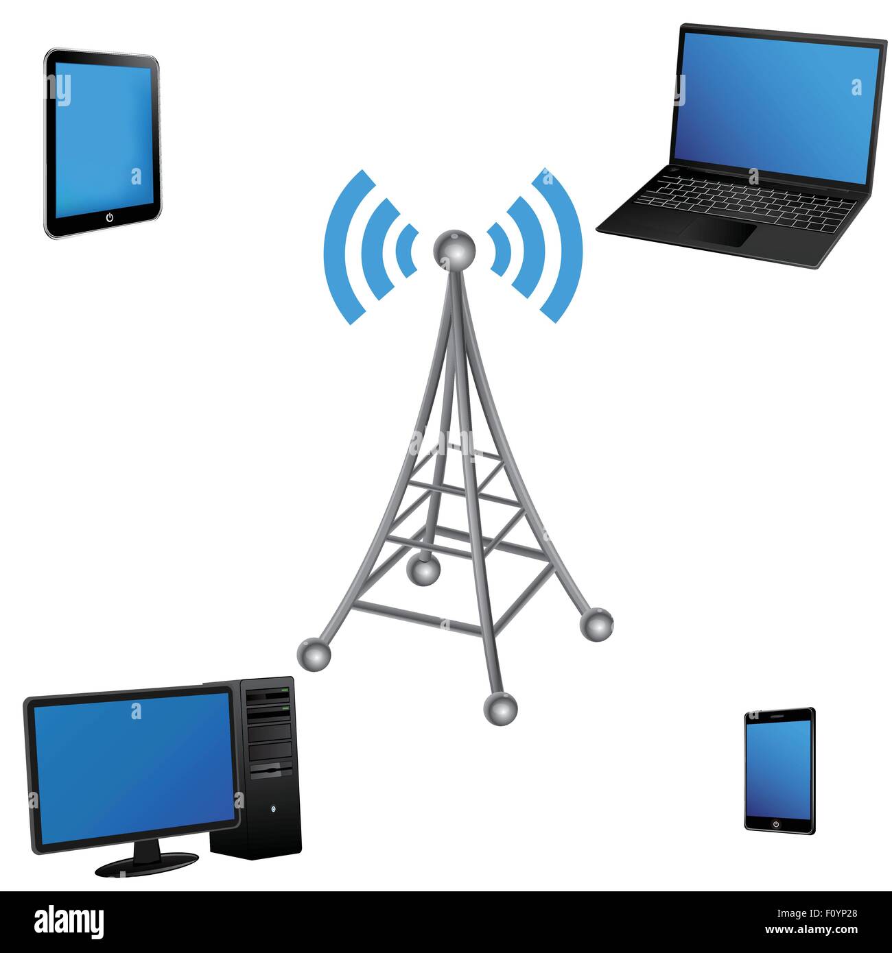 Wireless network communication Stock Vector