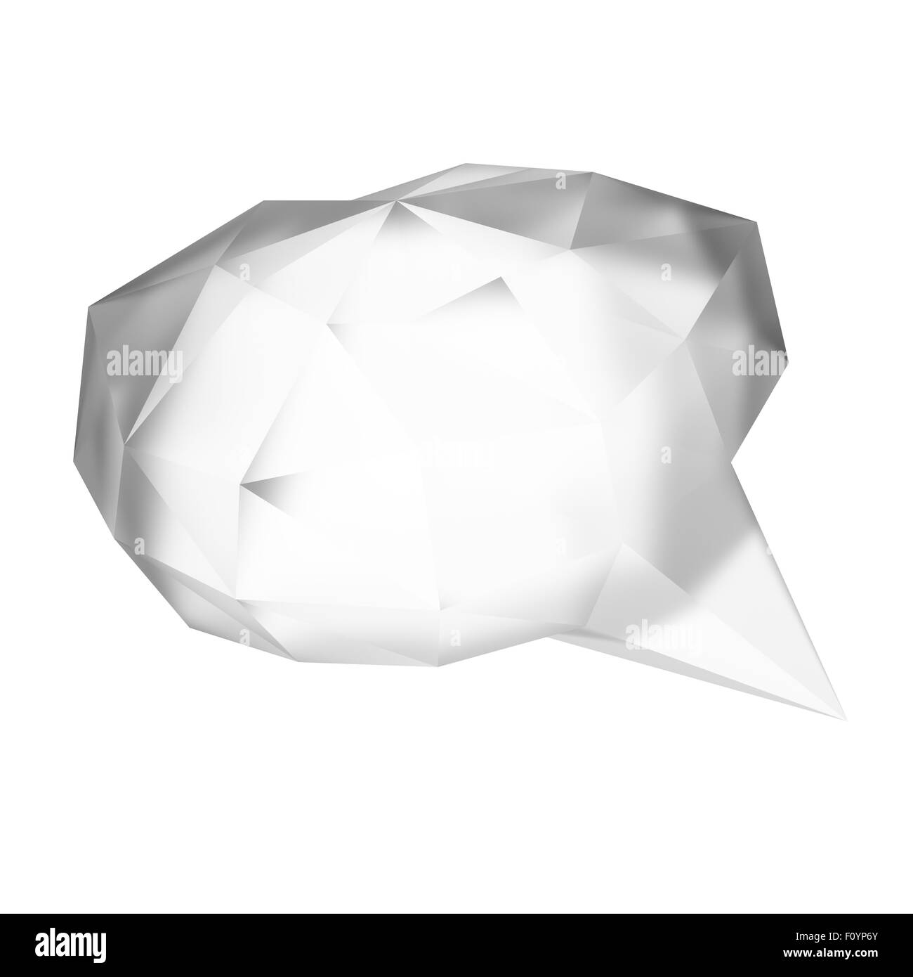 low poly geometric speech bubble on white background Stock Photo