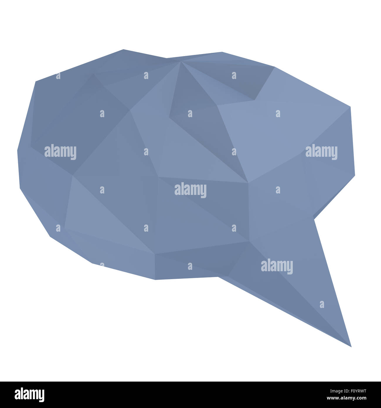 low poly geometric speech bubble on white background Stock Photo - Alamy