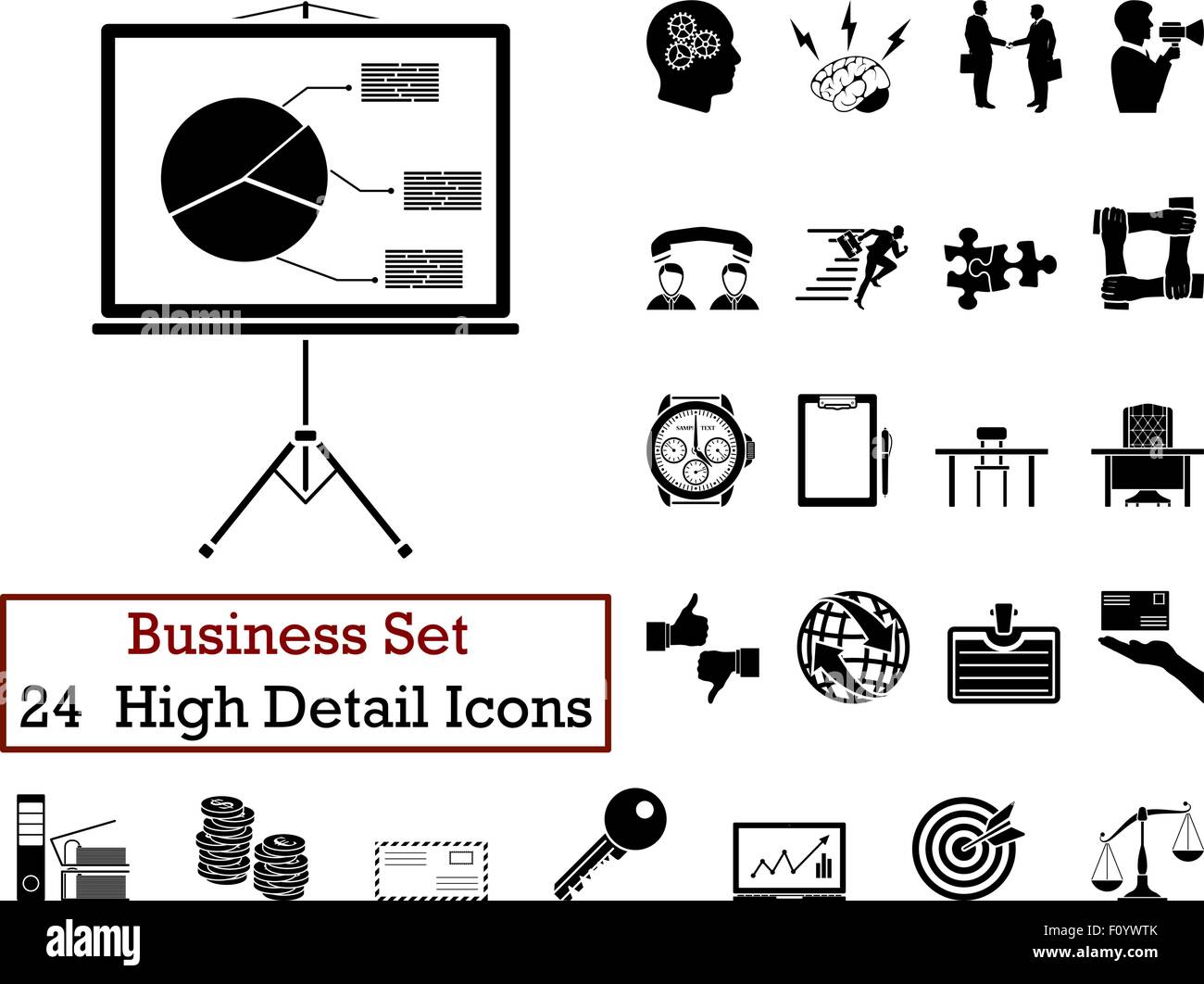 Set of 24 Business Icons in Black Color Stock Vector Image & Art - Alamy