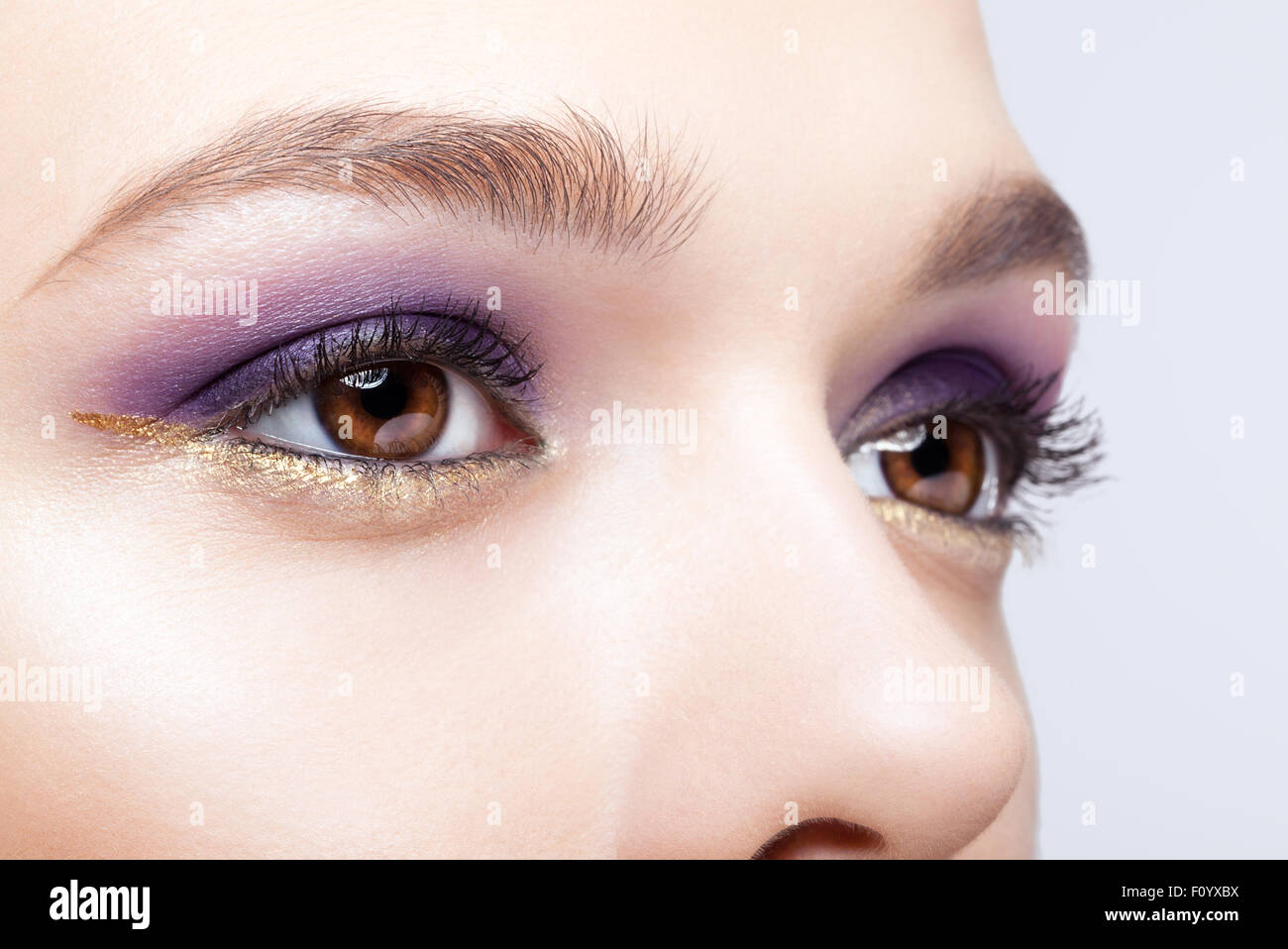Closeup shot of woman eye with day makeup Stock Photo
