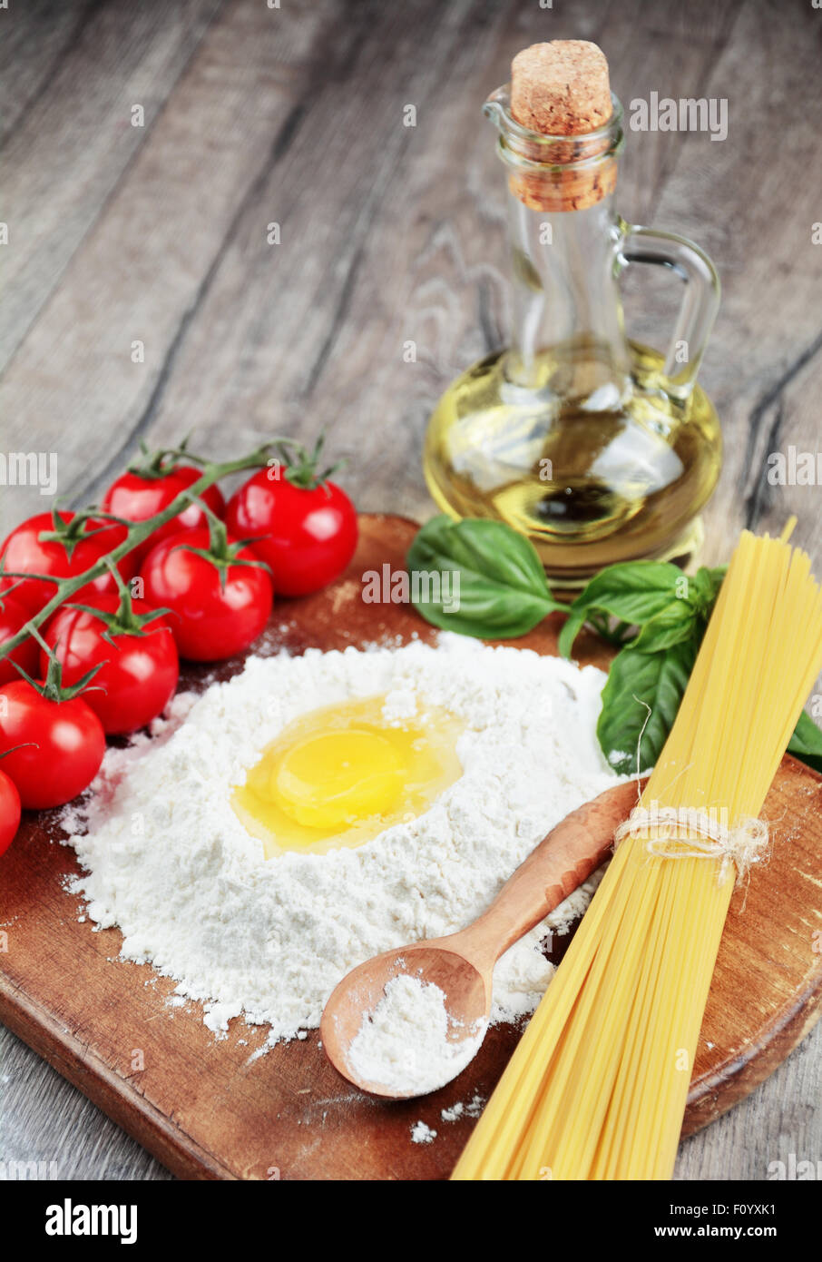 Preparing pasta on the wooden table Stock Photo