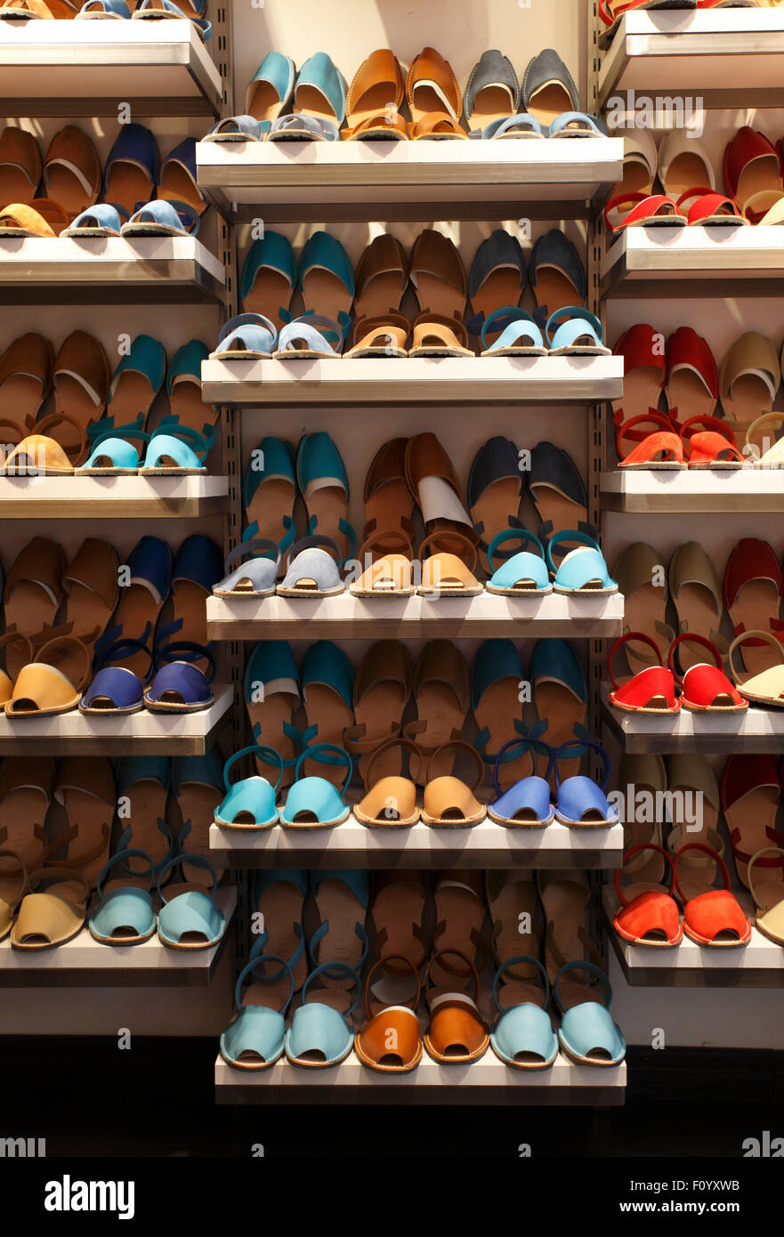 Shop selling locally produced shoes, Menorca Stock Photo Alamy