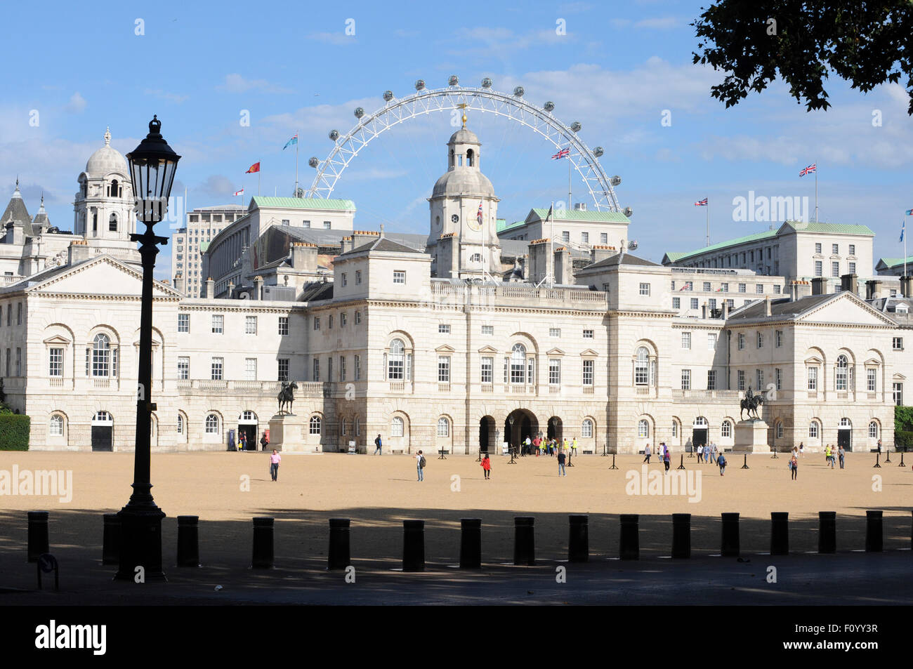 London, UK, 21/08/2015, Sunshine on the HouseHolds Cavalry Museum on Horse Guards parade facing St James Park. Stock Photo
