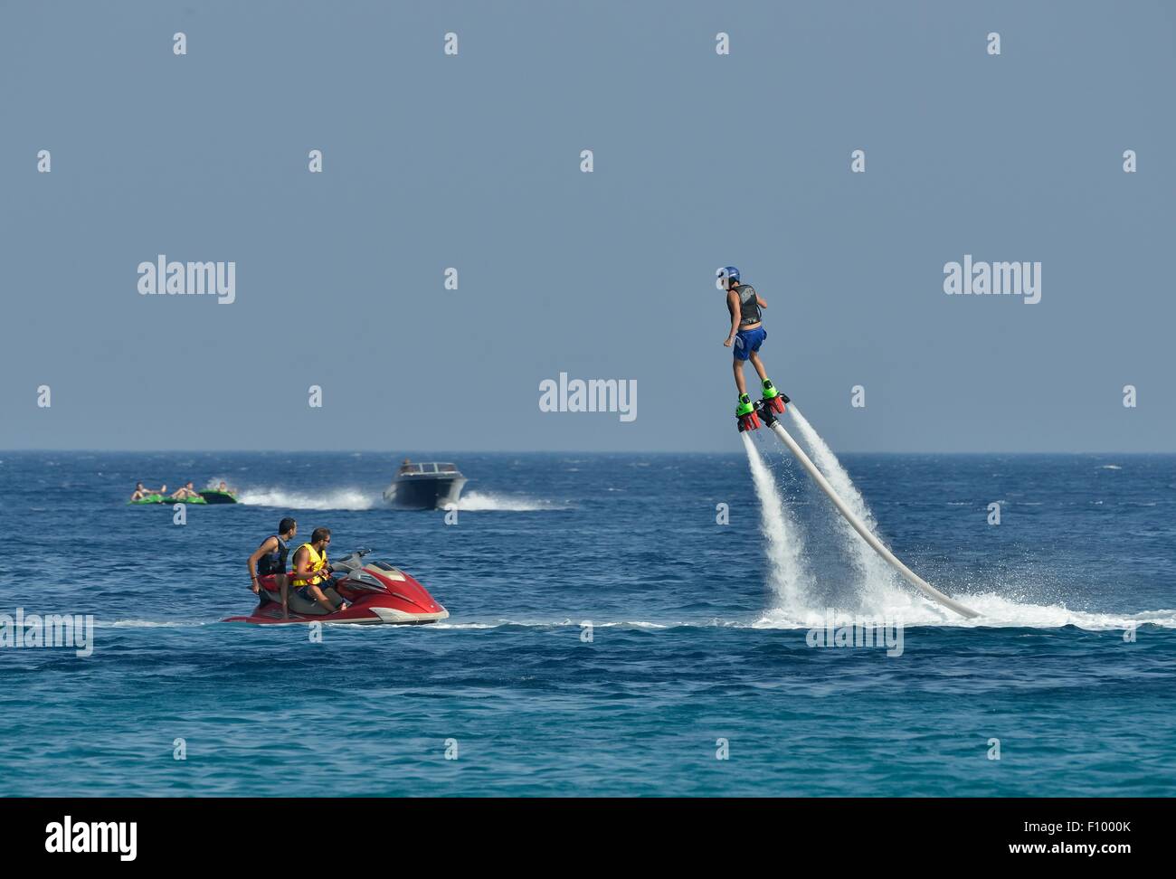 Water sports on the Super Paradise Beach, water jetpack, Mykonos Stock  Photo - Alamy