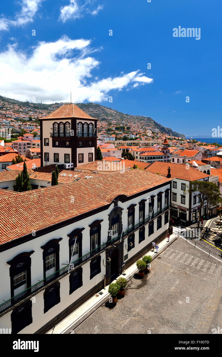 View of the town hall and the city center, Funchal, Madeira, Portugal Stock Photo