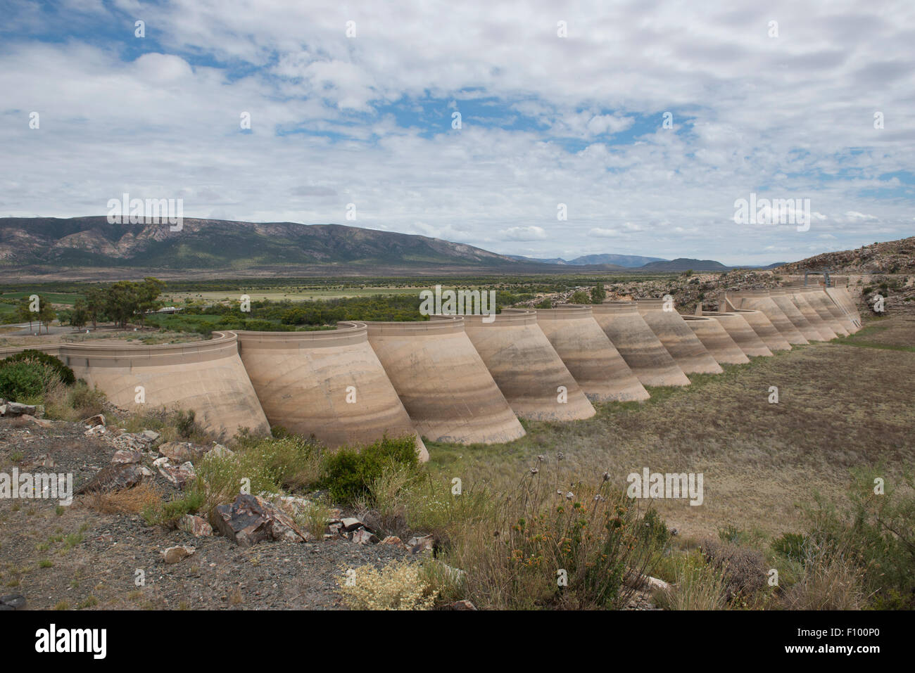 Beervlei Dam constructed to provide flood absorption, Groot River, Eastern cape, South South Africa Stock Photo