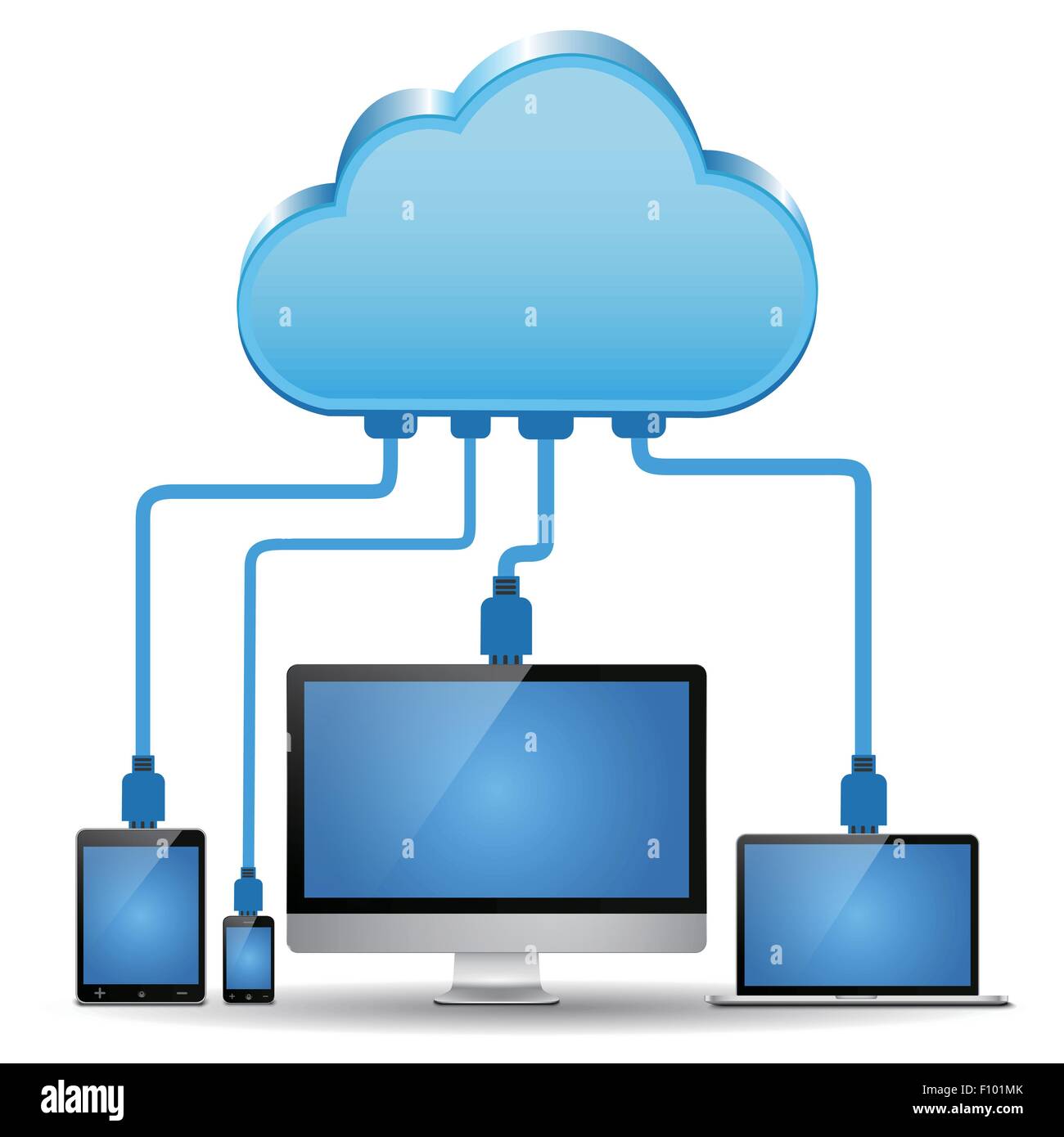 Laptop Connected To Cloud Stock Vector Images - Alamy