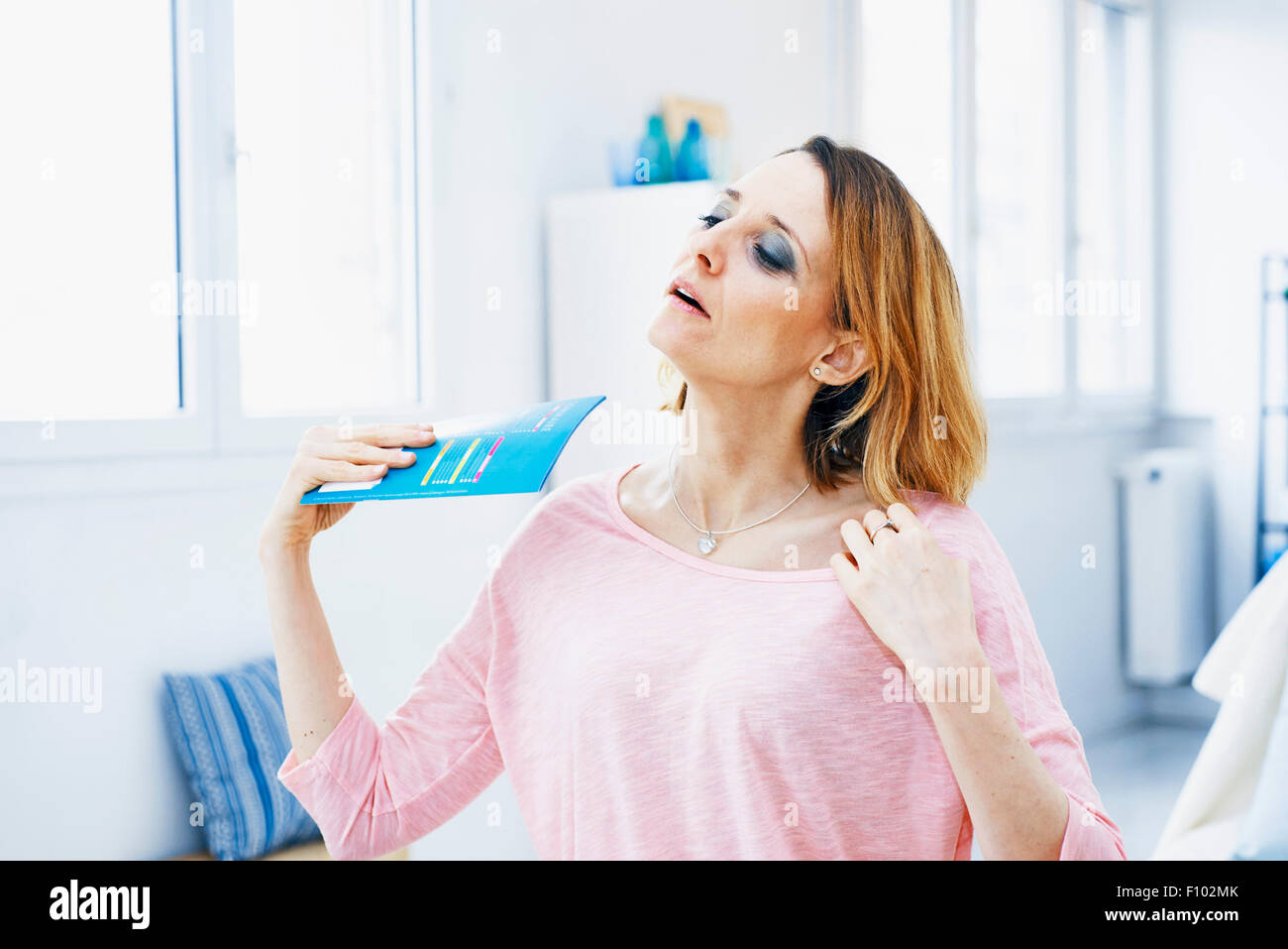 WOMAN WITH HOT FLUSH Stock Photo Alamy