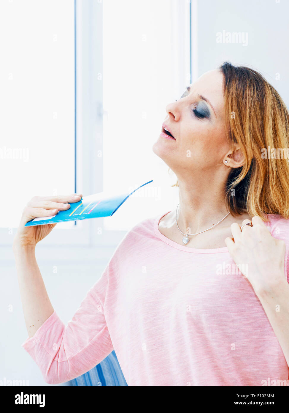 WOMAN WITH HOT FLUSH Stock Photo Alamy