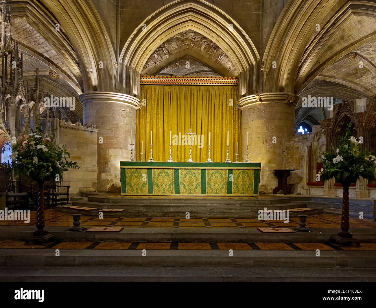 Interior views of Tewkesbury Abbey Stock Photo Alamy
