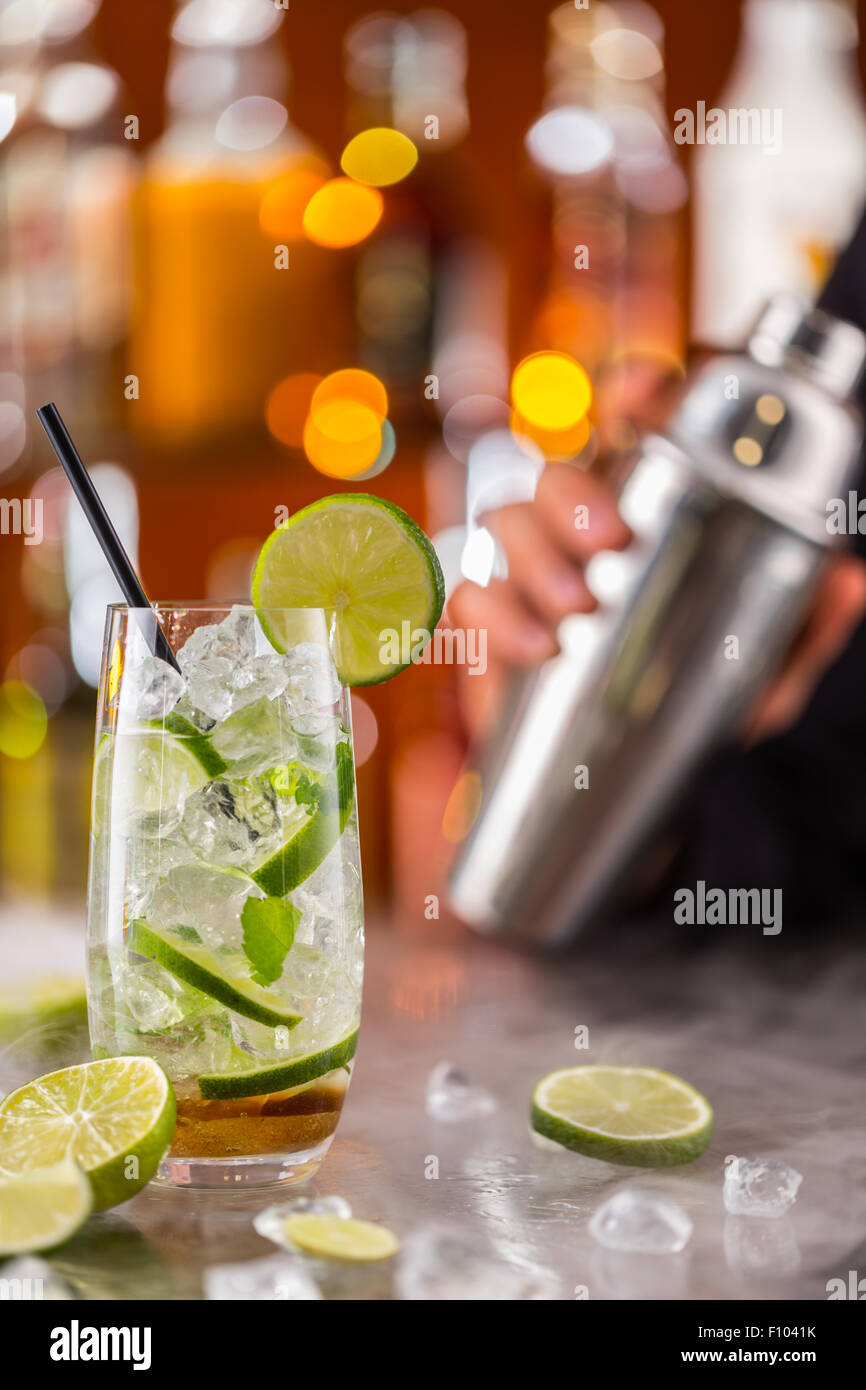 Mojito drink on bar counter Stock Photo Alamy