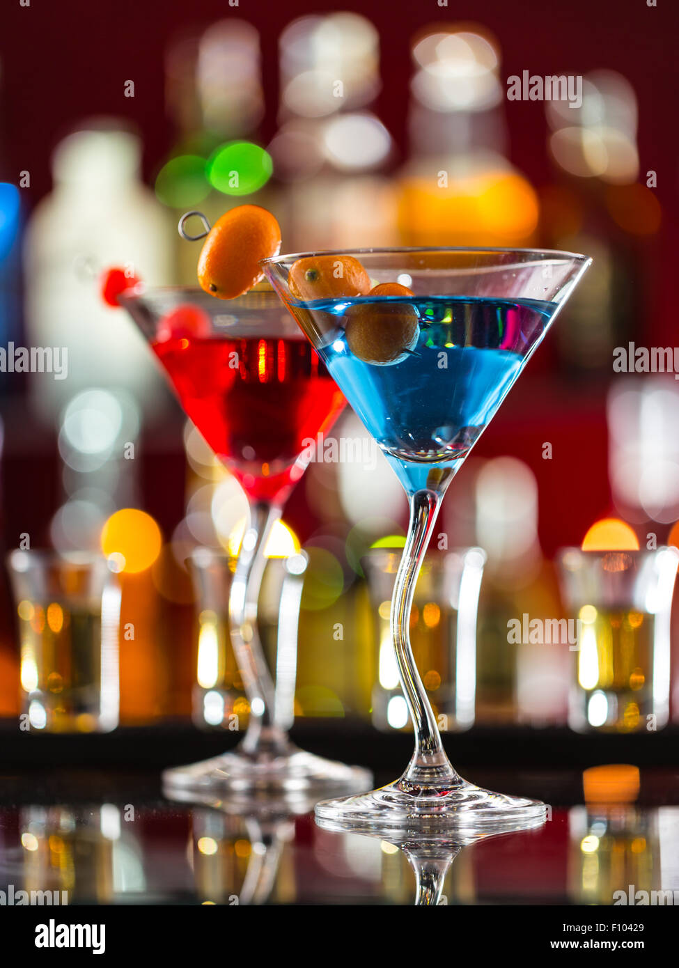 Martini drinks on bar counter Stock Photo Alamy