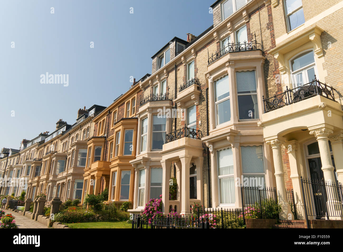 Percy Gardens terrace of houses Tynemouth, North Tyneside, England, UK